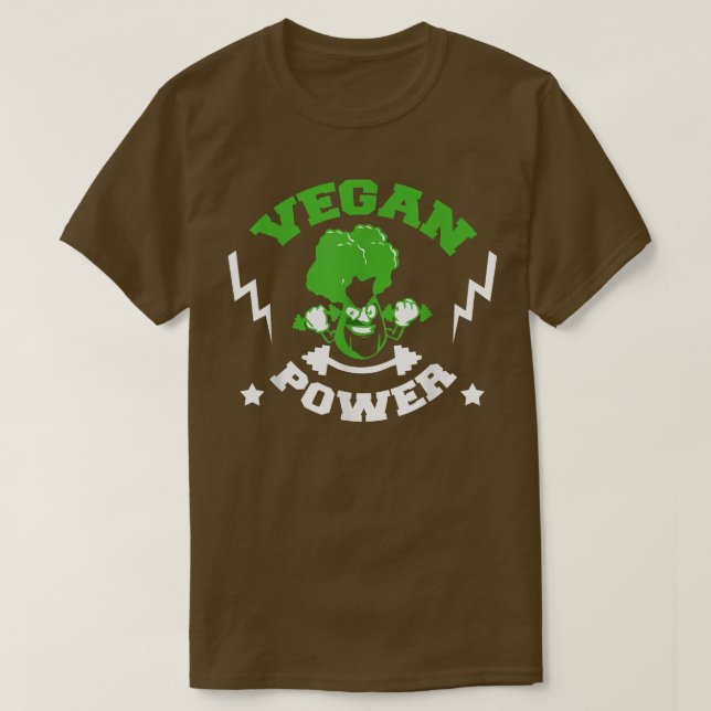 Camiseta Vegan Power Vegetarian Broccoli Bodbuilding (Frente do Design)
