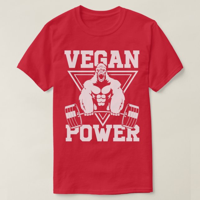 Camiseta Vegan Power Workout Muscle Gorilla Bodybuilding 2 (Frente do Design)
