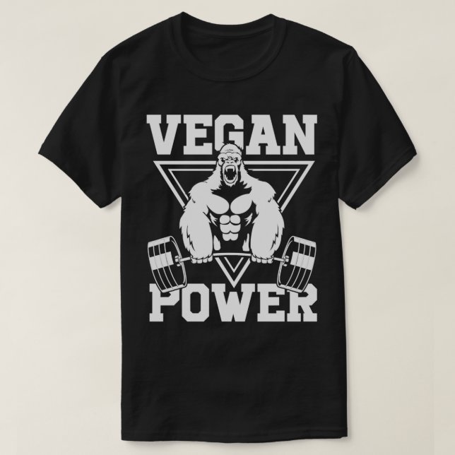Camiseta Vegan Power Workout Muscle Gorilla Bodybuilding 5 (Frente do Design)