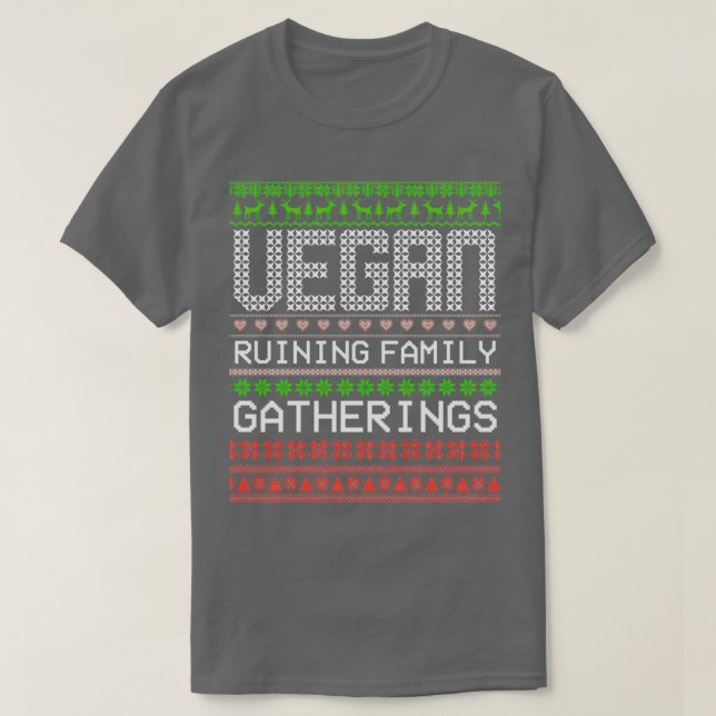 Camiseta Vegan Ruining Family Meeting Vegan Natal (Frente do Design)