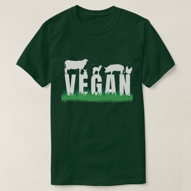 Camiseta Vegan Silhouette Veggie Cow Pig Premium (Frente do Design)