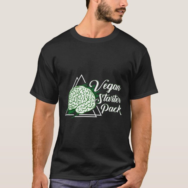 Camiseta Vegan Starter Pack Verde Cérebro Teto Direitos Ani (Frente)