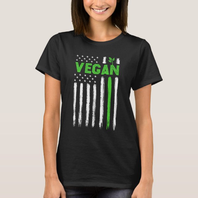 Camiseta Vegan USA American Flag Vegetarian Farming Vegan 4 (Frente)