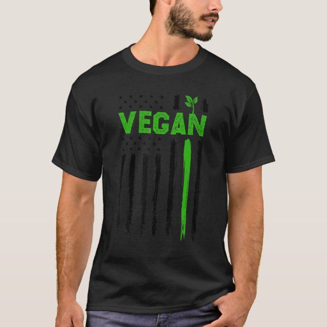 Camiseta Vegan USA American Flag Vegetarian Farming Vegan 4 (Frente)