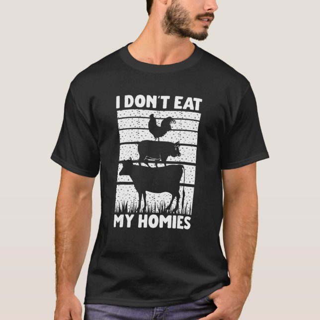 Camiseta Vegan Vegetarian dizendo que não como minhas casas (Frente)