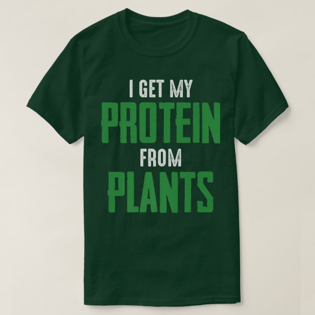Camiseta Vegan Vegetarian Eu recebo proteína de plantas, ci (Frente do Design)