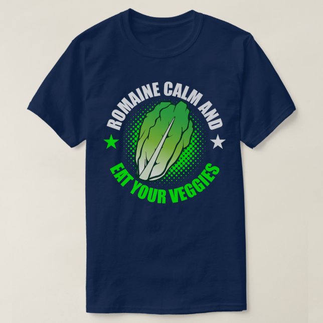 Camiseta Vegan Vegetarian Gardening Romaine Calm Pun 1719 (Frente do Design)