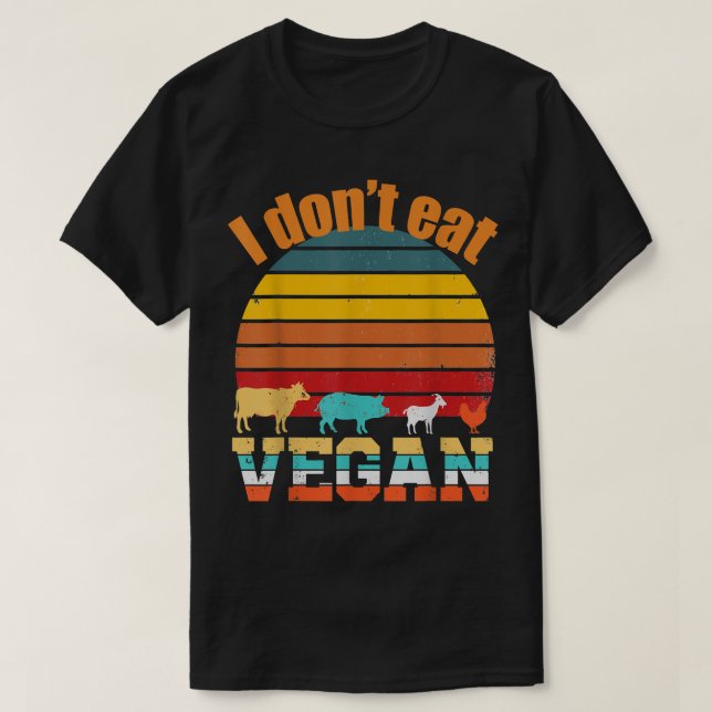 Camiseta Vegan Vegetarian, não como animais para vegan, V (Frente do Design)