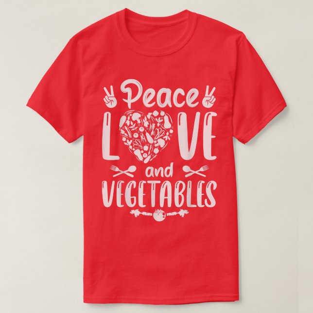 Camiseta Vegan Vegetariano Amor Pela Paz E Vegetais (Frente do Design)