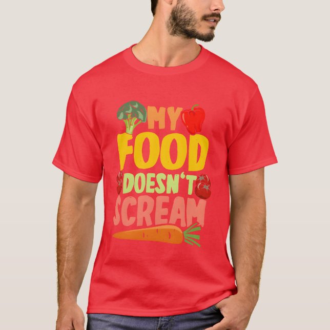 Camiseta Vegan Vegetarier My Food Doesnt Scream retro (Frente)