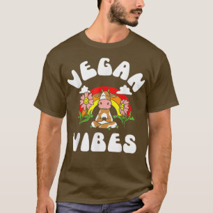 Camiseta Vegan Vibes Vaca Arco-Íris Herbivore Vegetariano S
