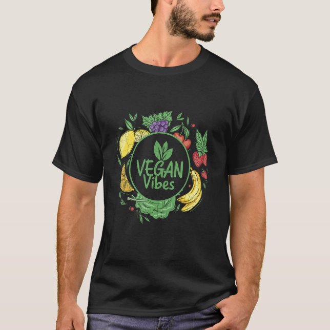 Camiseta Vegan Vibes Vegetarianos Comida Gráfico (Frente)