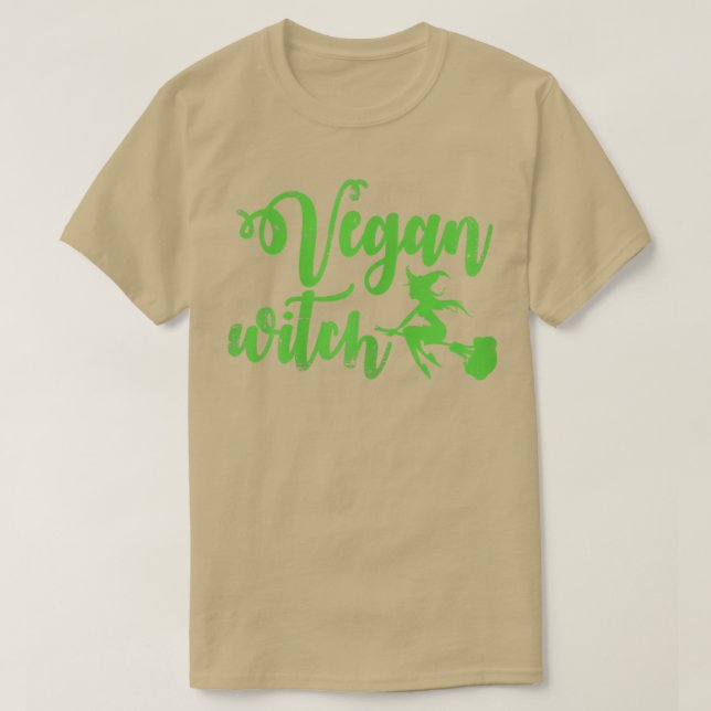 Camiseta Vegan Witch Dia de as Bruxas engraçado (Frente do Design)