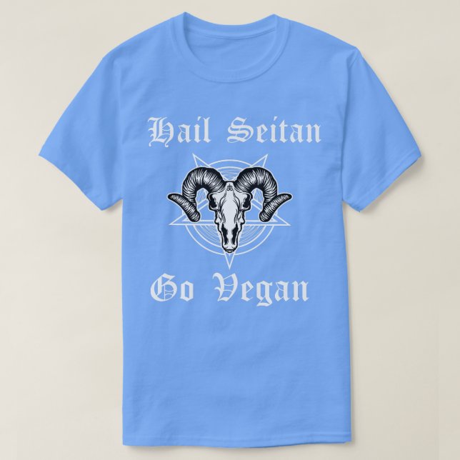 Camiseta Veganestuário Hail Seitan World Vegan mês Vegetal (Frente do Design)