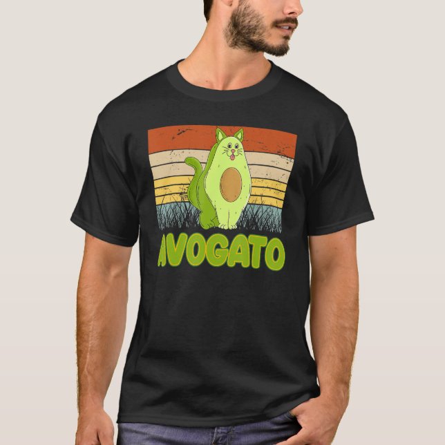 Camiseta Vegetarian Cat Avogato Veggie Hangover Avocado Vin (Frente)
