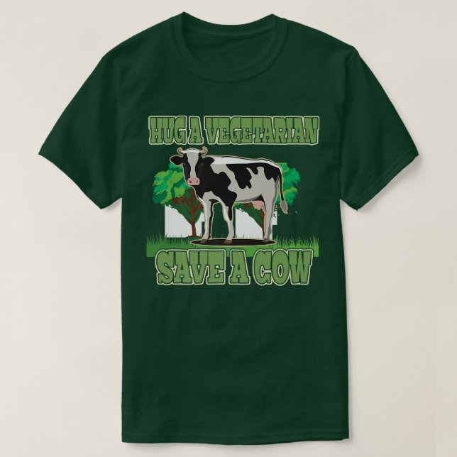 Camiseta Vegetarian joke cow animal lover nature vegan heal (Frente do Design)