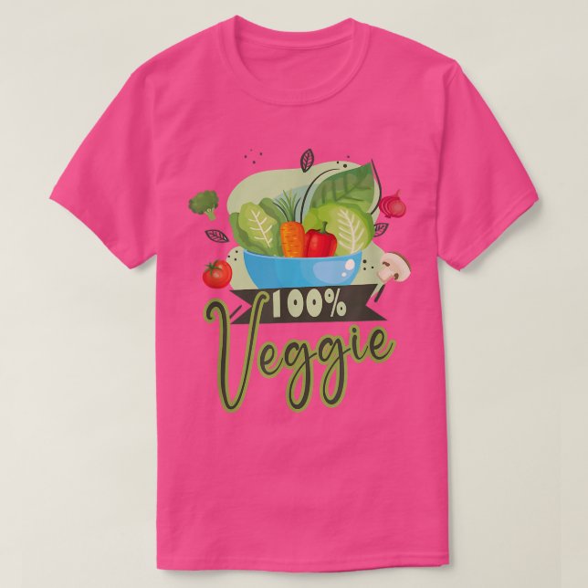 Camiseta vegetariano 100 Veggie vegan veggie (Frente do Design)