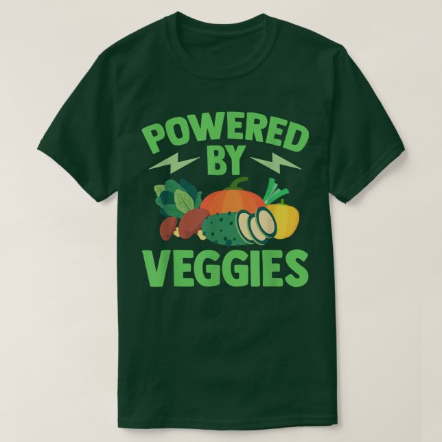Camiseta Vegetariano Alimentado Por Veggies Vegan T-Shirt (Frente do Design)