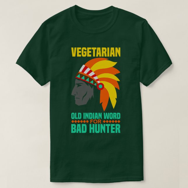 Camiseta Vegetariano é uma velha palavra indiana para um ca (Frente do Design)