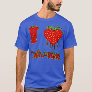 Camiseta Vegetariano Eu Adoro Strawberry Heart Strawberr