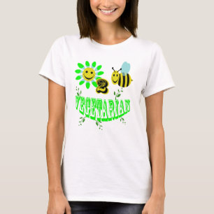 Camiseta vegetariano feliz de 2 abelhas