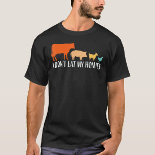 Camiseta Vegetariano Não Como Meus Amigos, Retrô Divertido