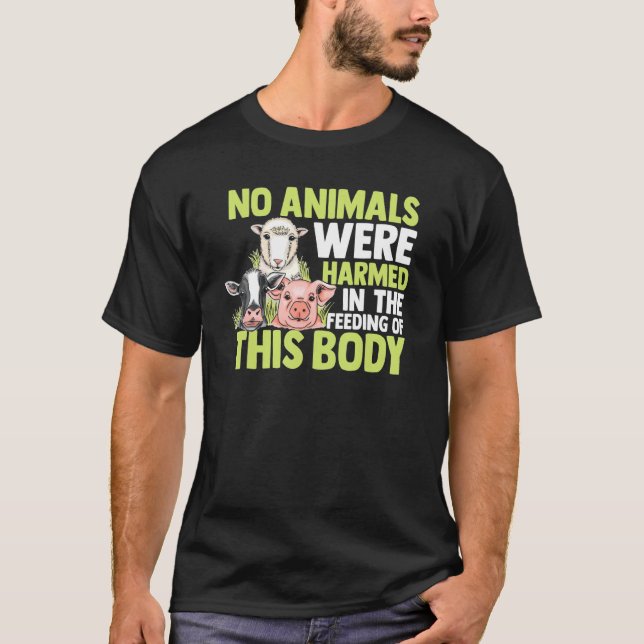 Camiseta Vegetariano Nenhum Animal Foi Aquecido Na Alimenta (Frente)