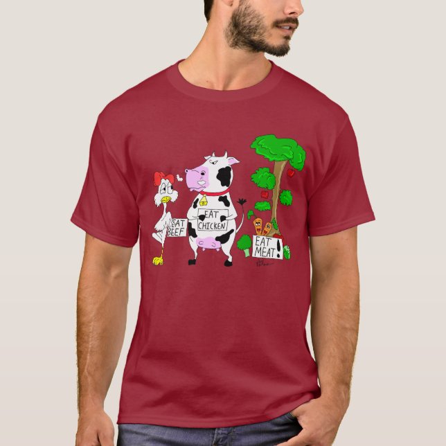 Camiseta Vegetarianos contra o t-shirt do vegetarianismo (Frente)