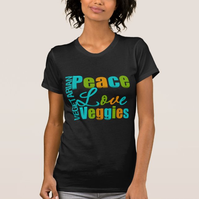 Camiseta Vegetarianos do amor da paz do vegetariano (Frente)