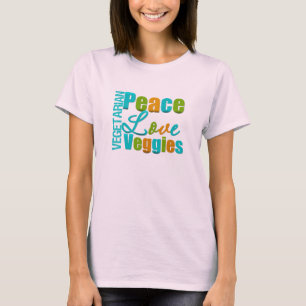 Camiseta Vegetarianos do amor da paz do vegetariano