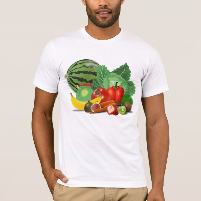 Camiseta Vegetarianos e frutas (Frente)