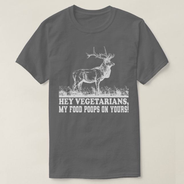Camiseta vegetarianos, minha comida cai na sua comida (Frente do Design)
