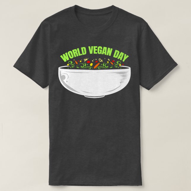 Camiseta Vegetarianos Veggie Bowl Para O Dia Mundial Do Veg (Frente do Design)