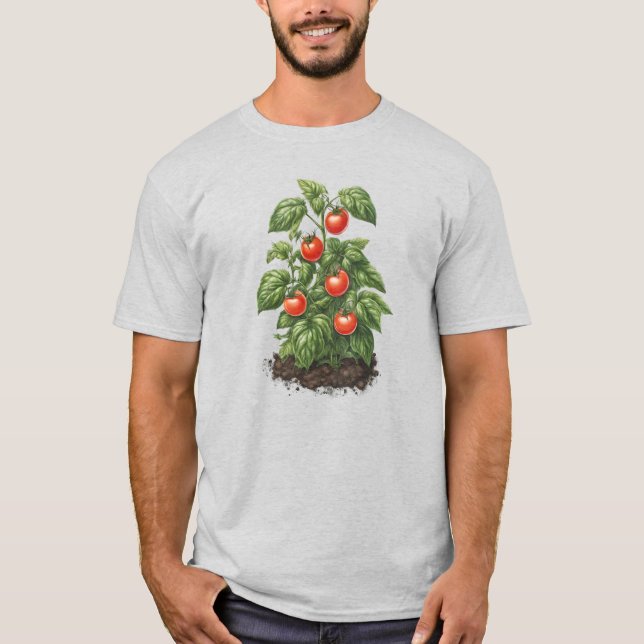 Camiseta Veggg 5 tomatos, comida, agricultor, jardineiro, f (Frente)