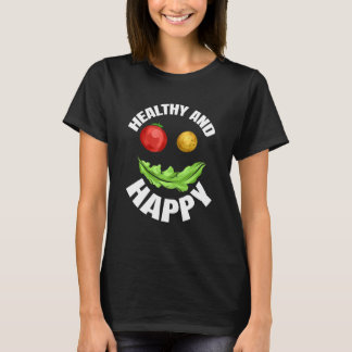 Camiseta Veggie Face Is Healthy And Happy Because It Is Veg