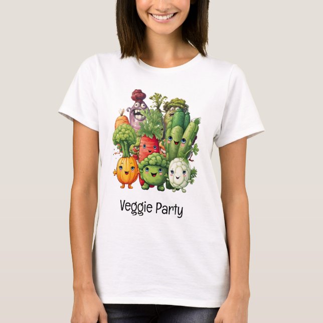 Camiseta Veggie Party for vegetariano engraçado (Frente)