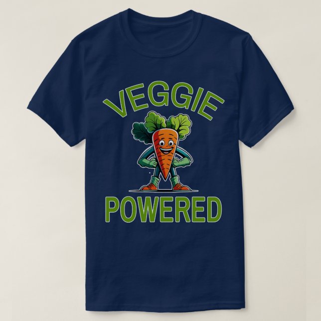 Camiseta VEGGIE POWERED Cute Vegan ou Vegetarian Health Fot (Frente do Design)
