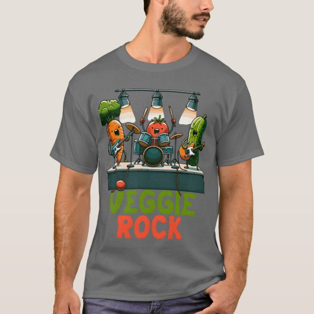 Camiseta Veggie Rocks Banda de Concertos Performance retrô (Frente)