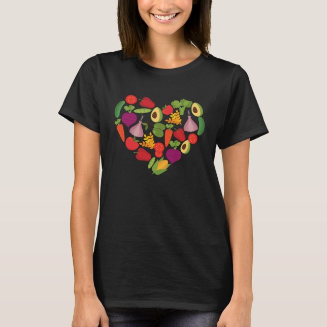 Camiseta Veggie Vegetable Heart Vegan Vegetarian (Frente)