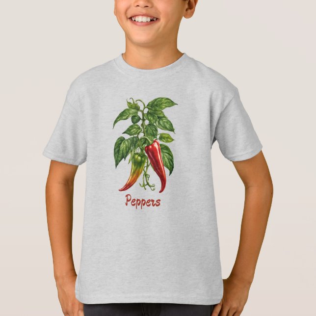 Camiseta Veggies 12 pimentos, comidas, legumes, vegan, agri (Frente)