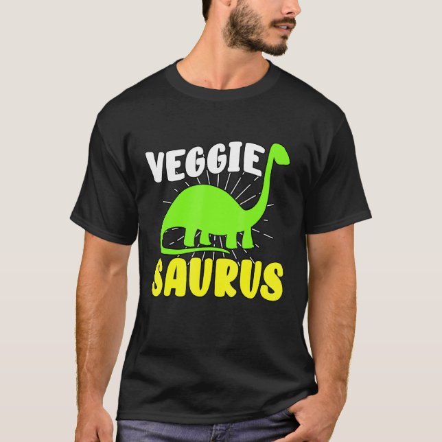 Camiseta Veggiesaurus Dino Vegetarian No Meat Plant Based D (Frente)