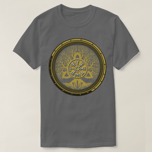 Camiseta Vegvisir and Tree of Life Yggdrasil 1 (Frente do Design)