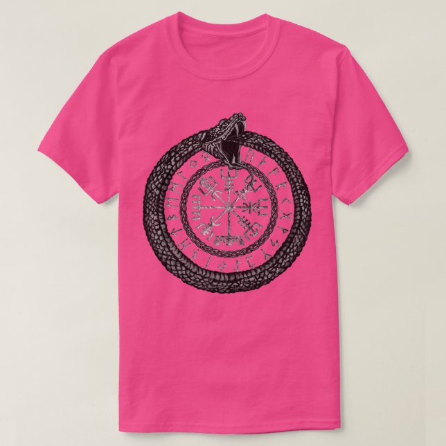 Camiseta Vegvisir with Ouroboros and runes  (Frente do Design)