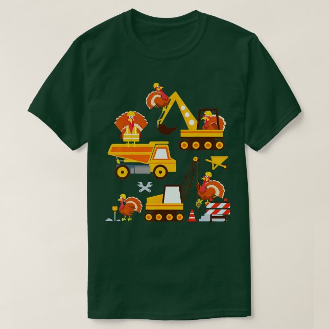 Camiseta Veículo de Construção, Ação de Graças, Turco (Frente do Design)