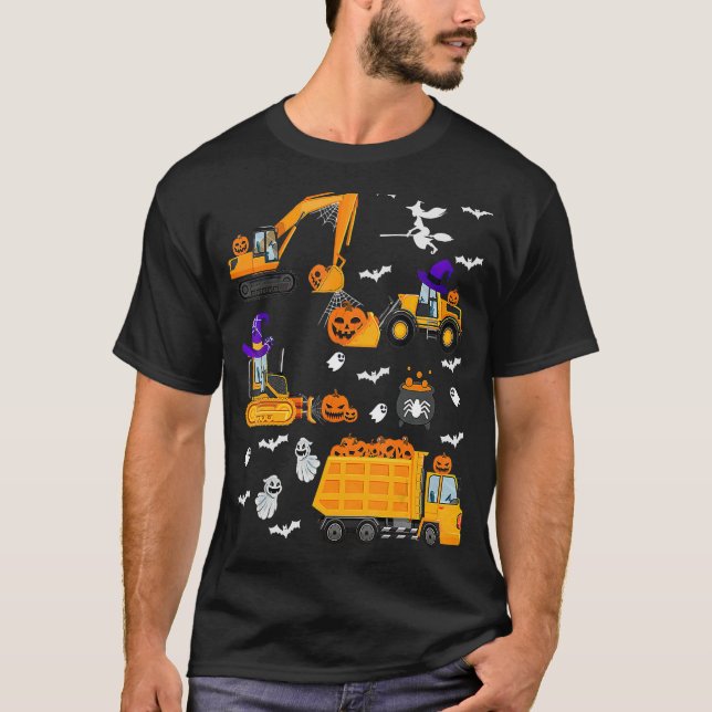 Camiseta Veículo de Construção - Pumpkin de Caminhão de Cra (Frente)
