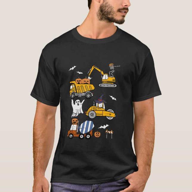 Camiseta Veículo de Construção - Pumpkin de Caminhão de Cra (Frente)