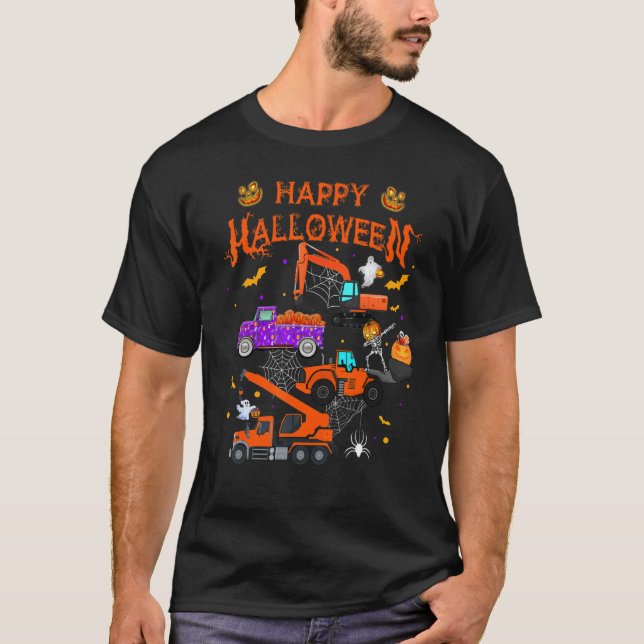 Camiseta Veículo de Construção - Pumpkin de Caminhão de Cra (Frente)