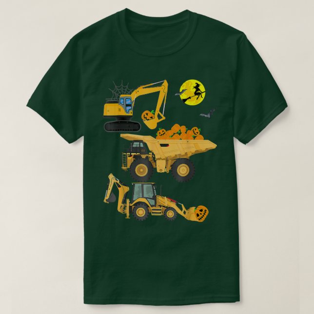 Camiseta Veículo de Construção - Pumpkin de Caminhão de Cra (Frente do Design)