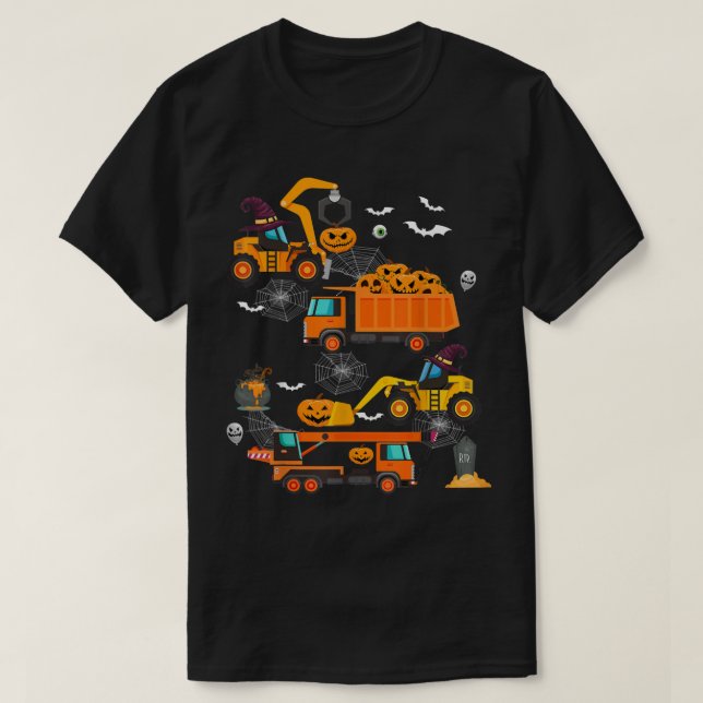 Camiseta Veículo de Construção - Pumpkin de Caminhão de Cra (Frente do Design)