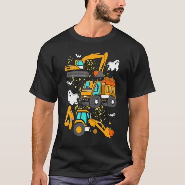 Camiseta Veículo de Construção - Pumpkin de Caminhão de Cra (Frente)
